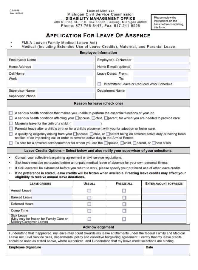 Absence Application Form