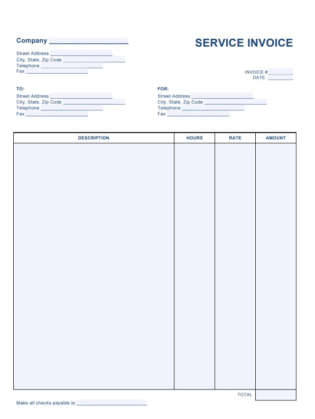 Free Service Invoice Format Free Word Templates
