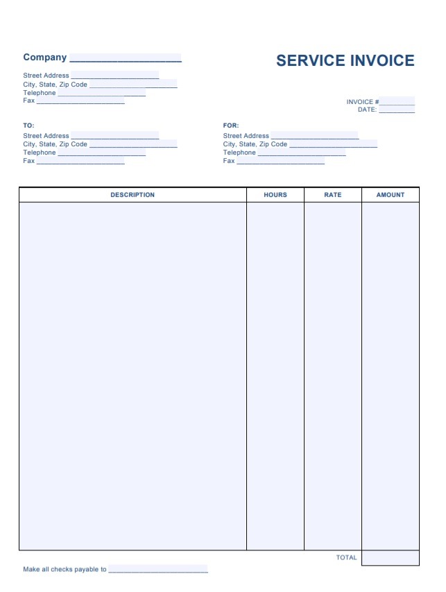 Written Invoice Template