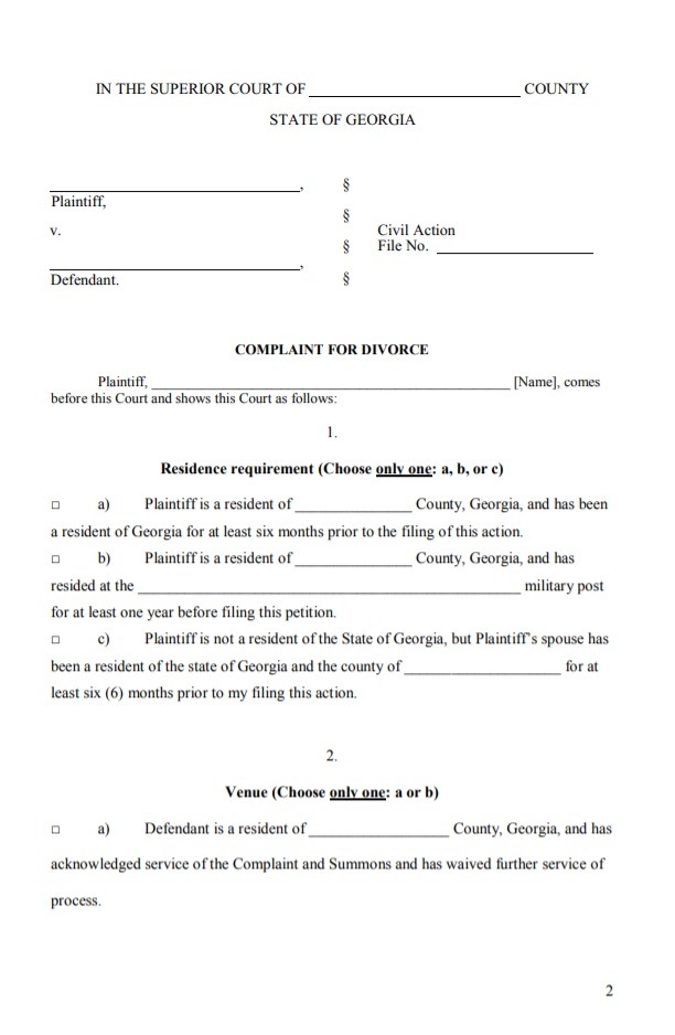 free divorce form free word templates