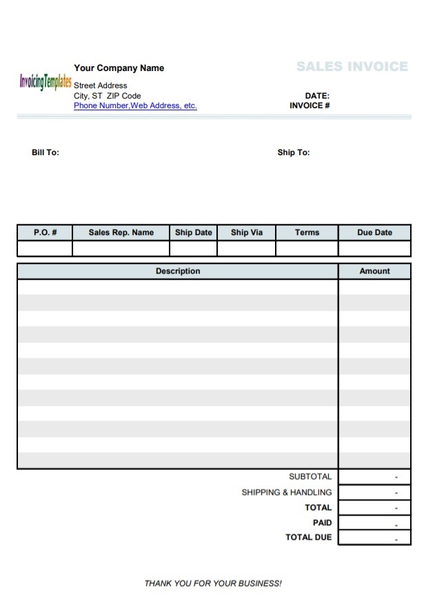 Sales Invoice Format