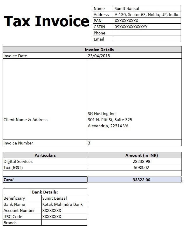 Tax Invoice Sample Free Word Templates