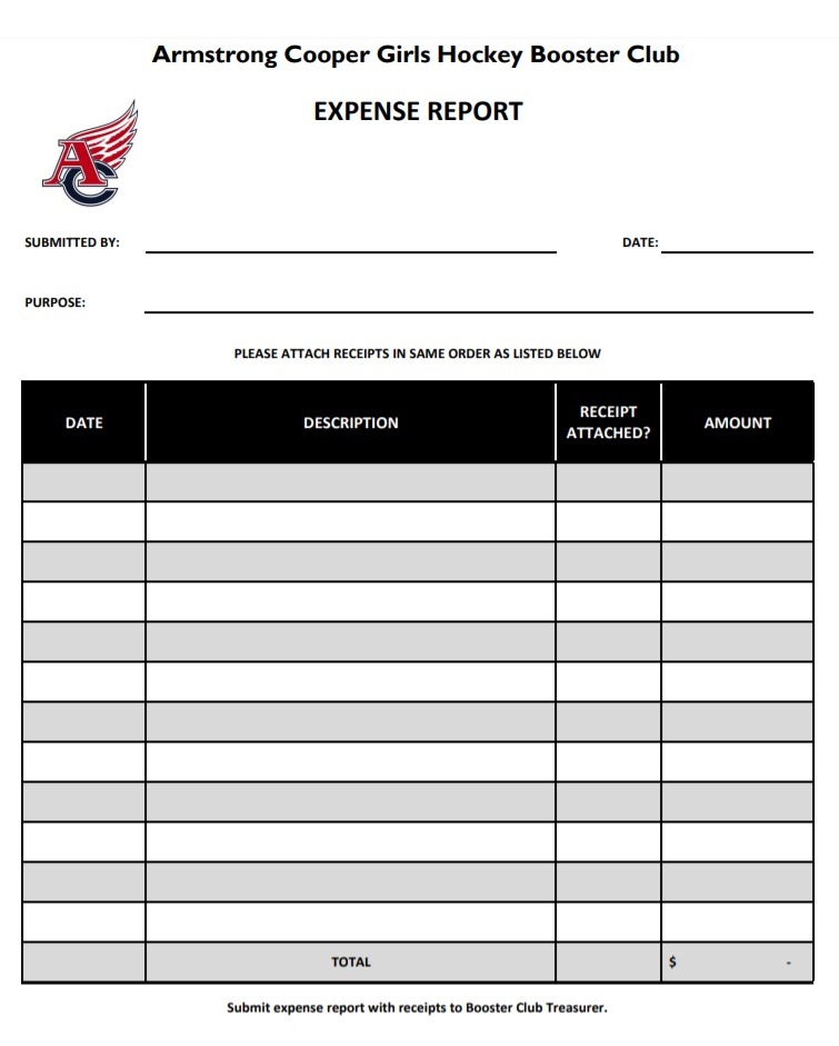 Tournament Expense Report Template