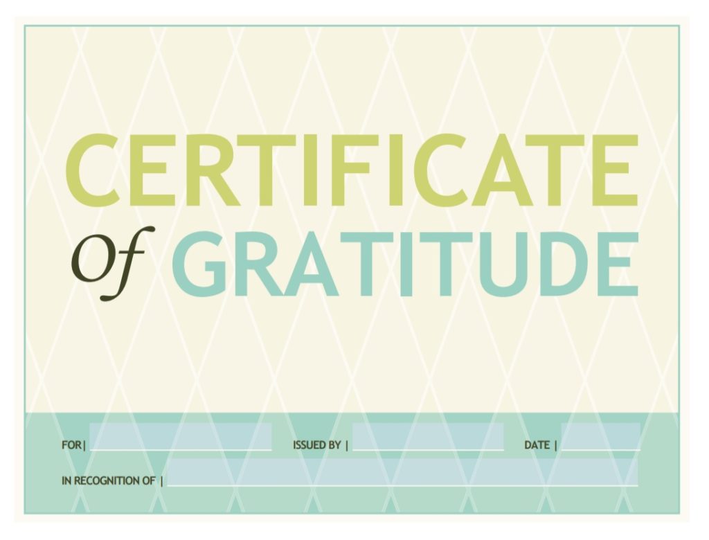 Certificate of Gratitude Template
