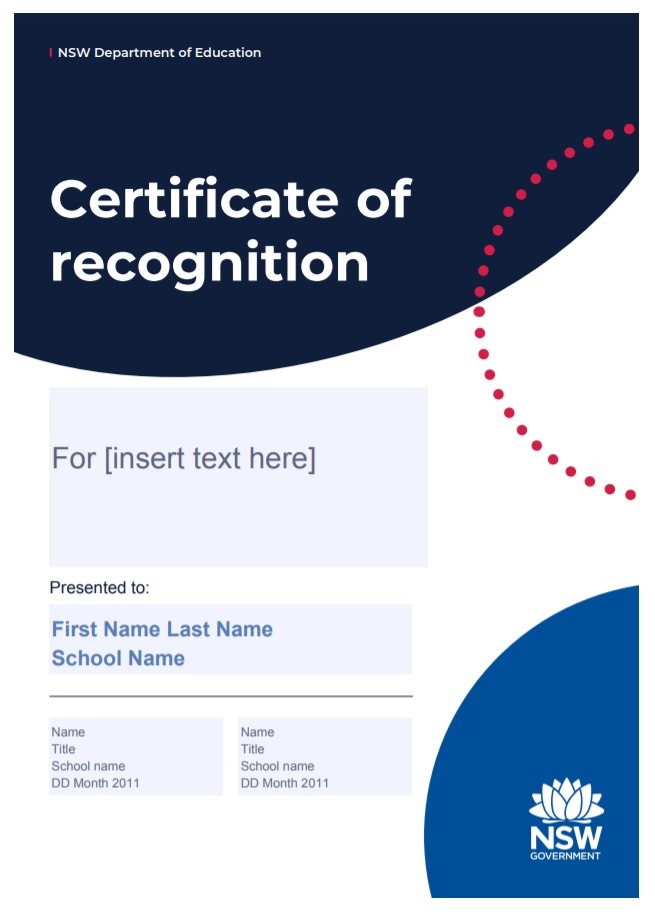 Certificate of Recognition Example