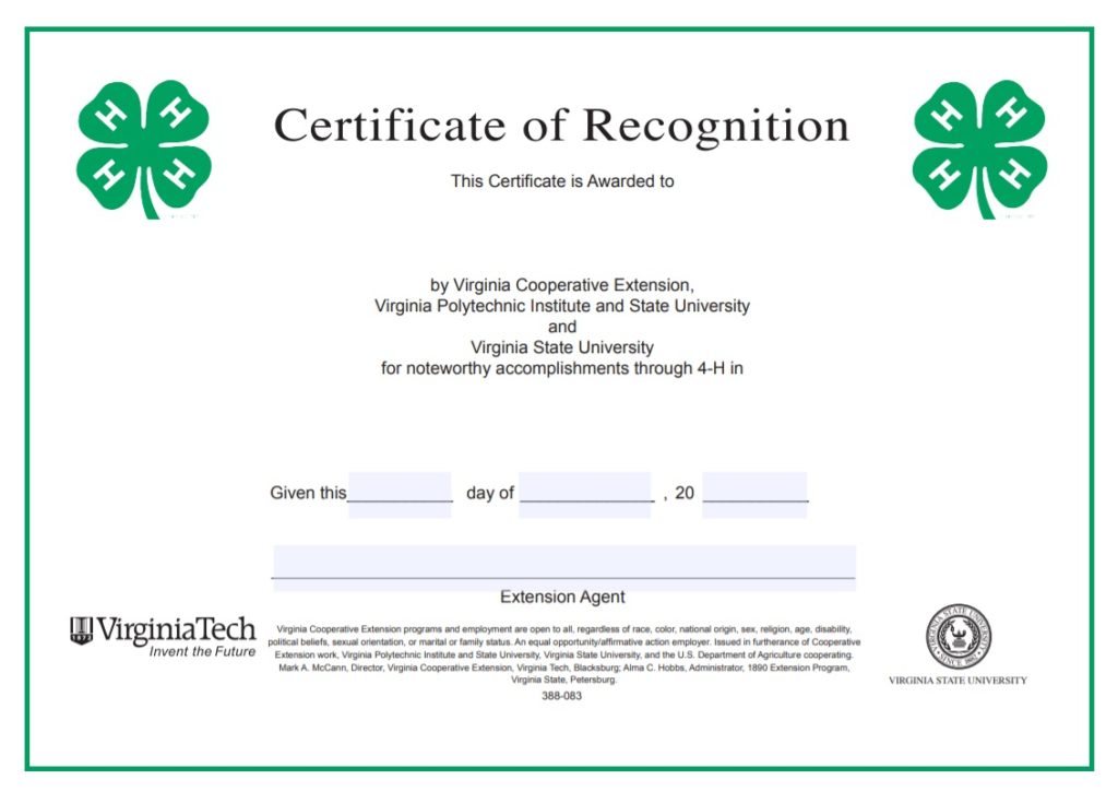 Certificate of Recognition Format
