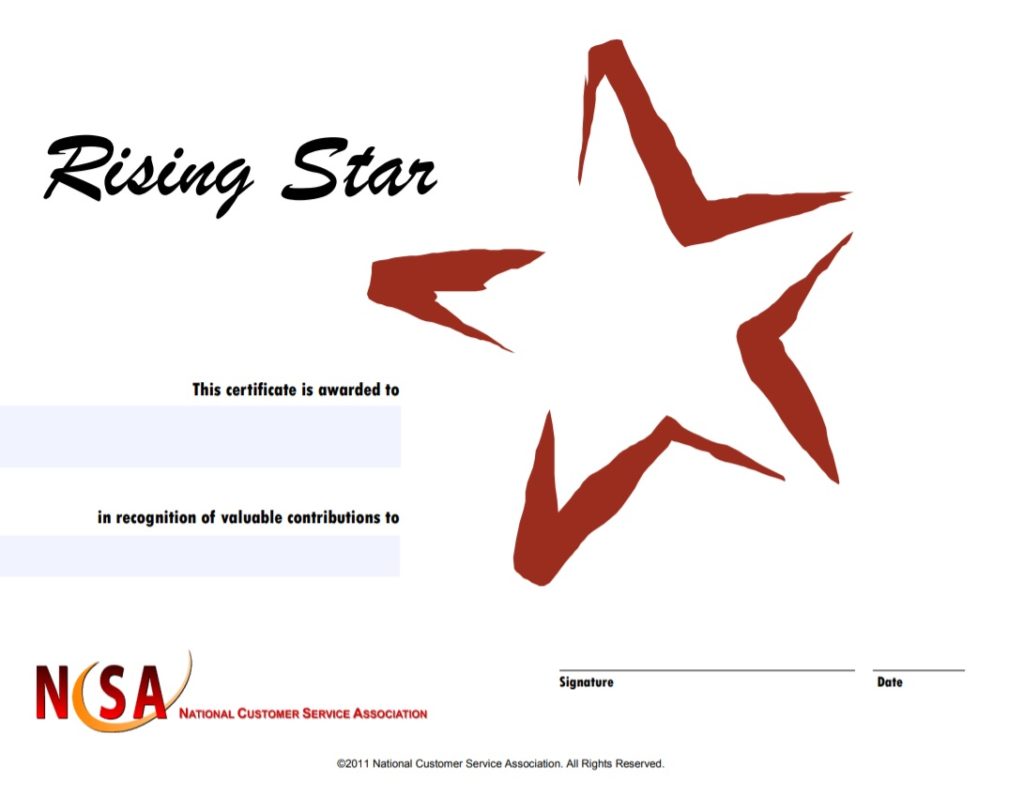 Rising Star Recognition Certificate Format  Free Word Templates Pertaining To Star Certificate Templates Free