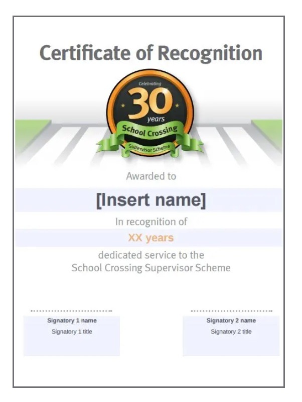 Sample Certificate of Recognition