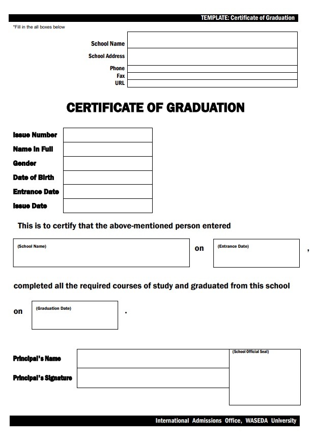 Certificate of Graduate Template