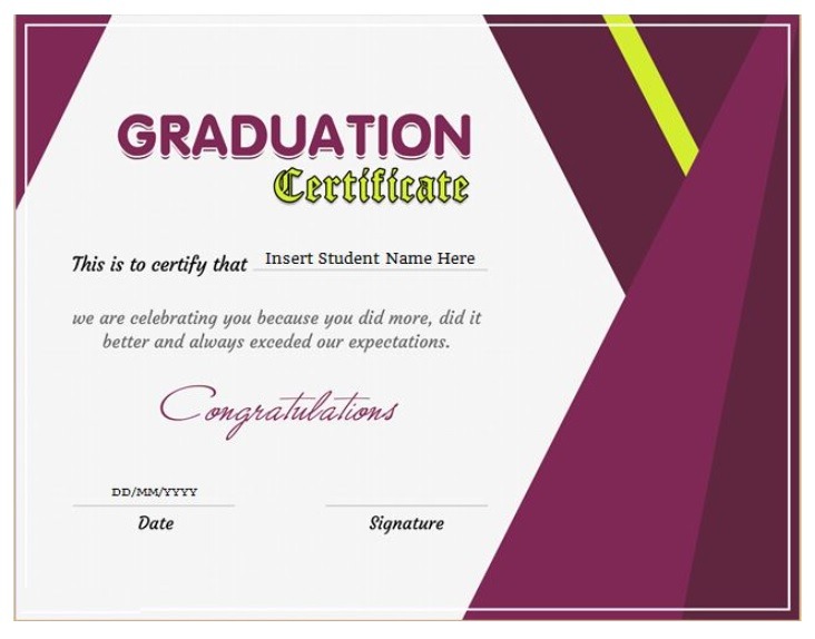 Graduate Certificate Template Word