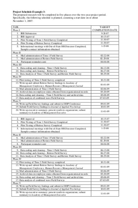 Project Schedule Table Template