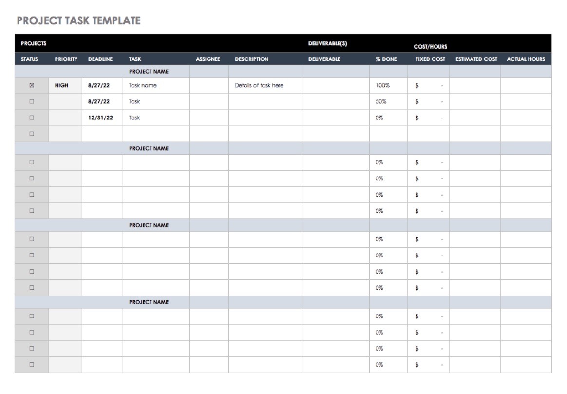 task list template