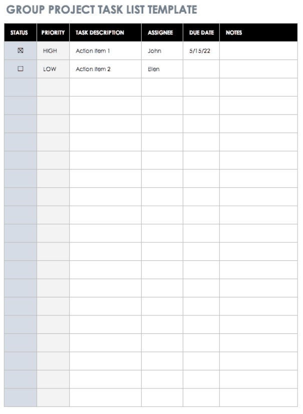 Task List Format