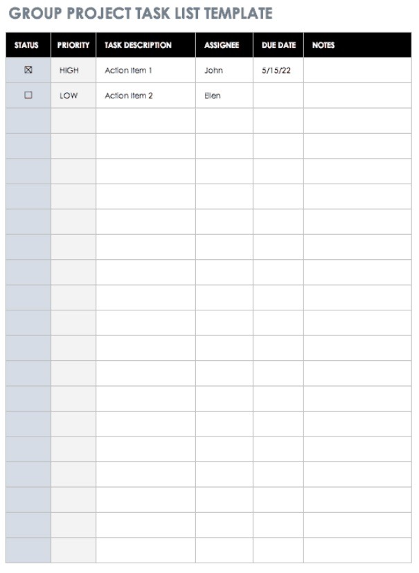 task list template