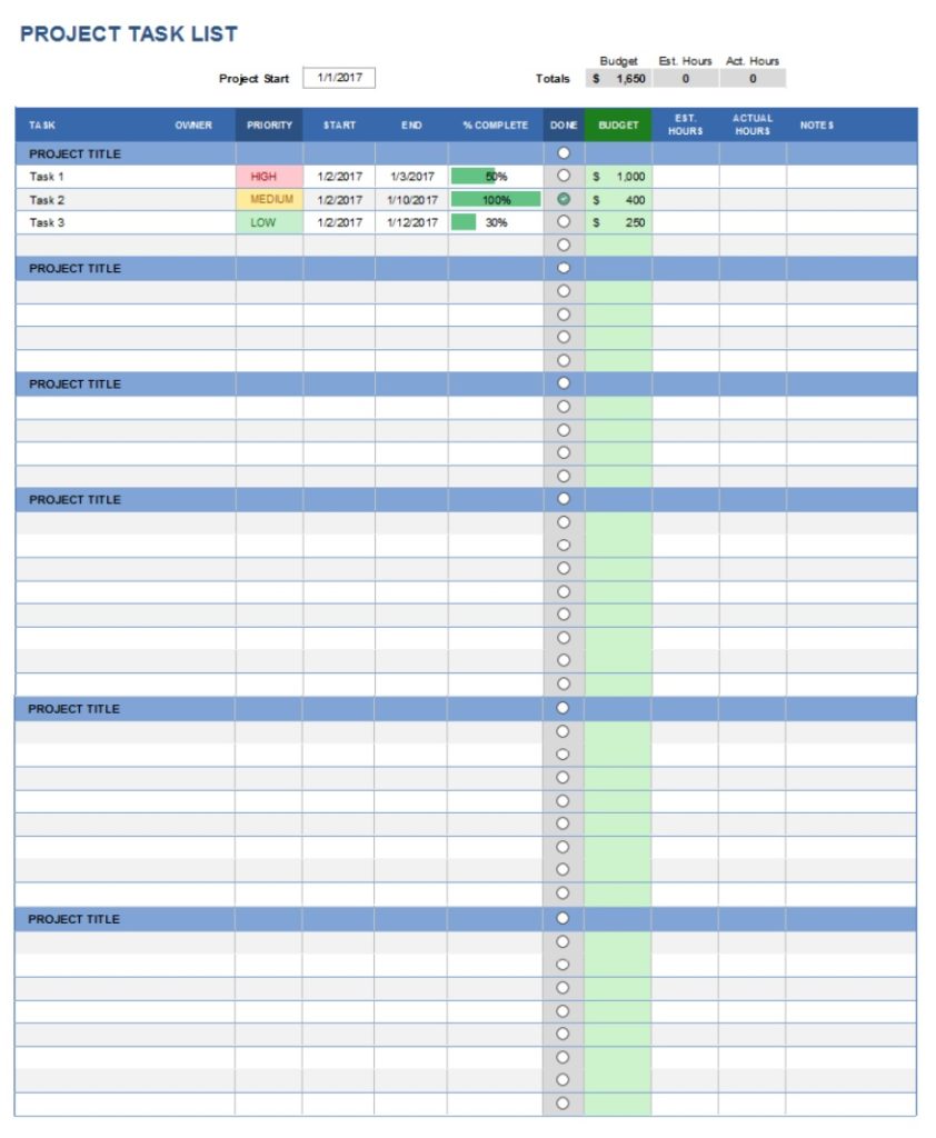 Task List Sample