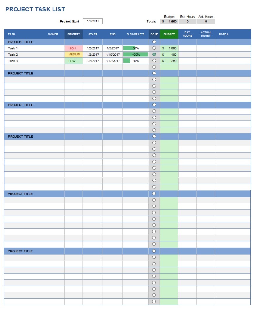 Task Log Template