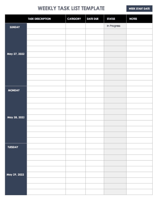 task list template