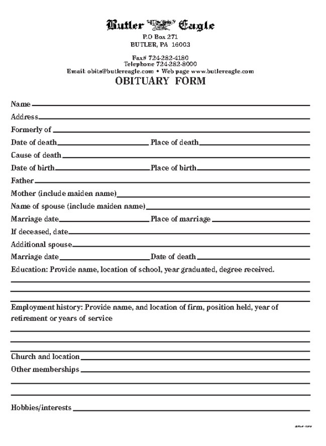 Obituary Template Word Free Word Templates