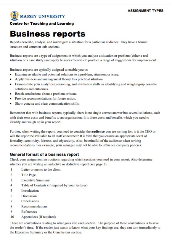 Business Teaching and Learning Report Template