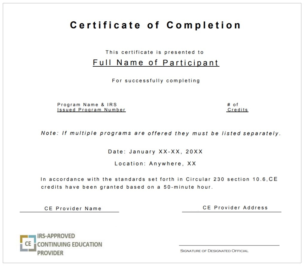 Certificate of Completion Template  Free Word Templates With Continuing Education Certificate Template