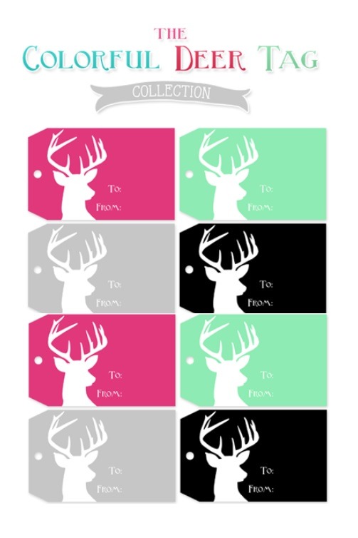 Colorful Deer Gift Tag Template