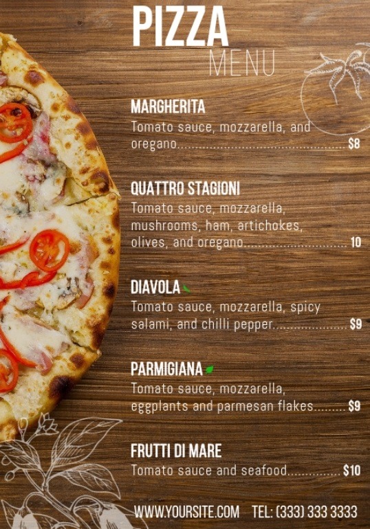 Italian Pizza Menu Template