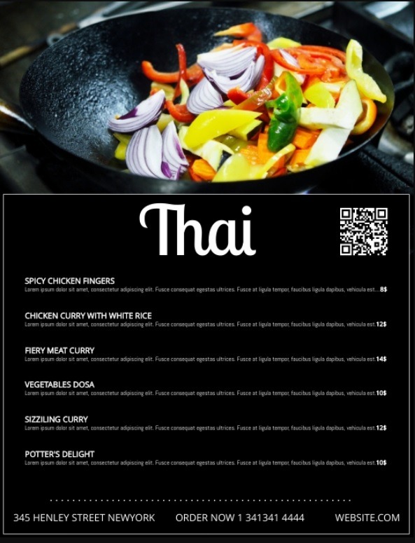 Thai Chicken Food Menu Template