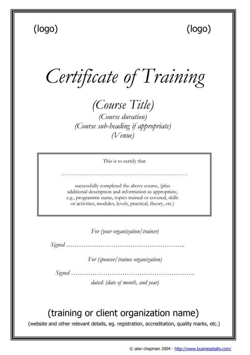 Training Certificate Template