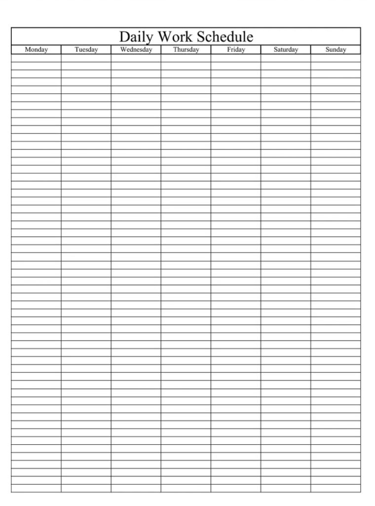 Daily Work Schedule Template
