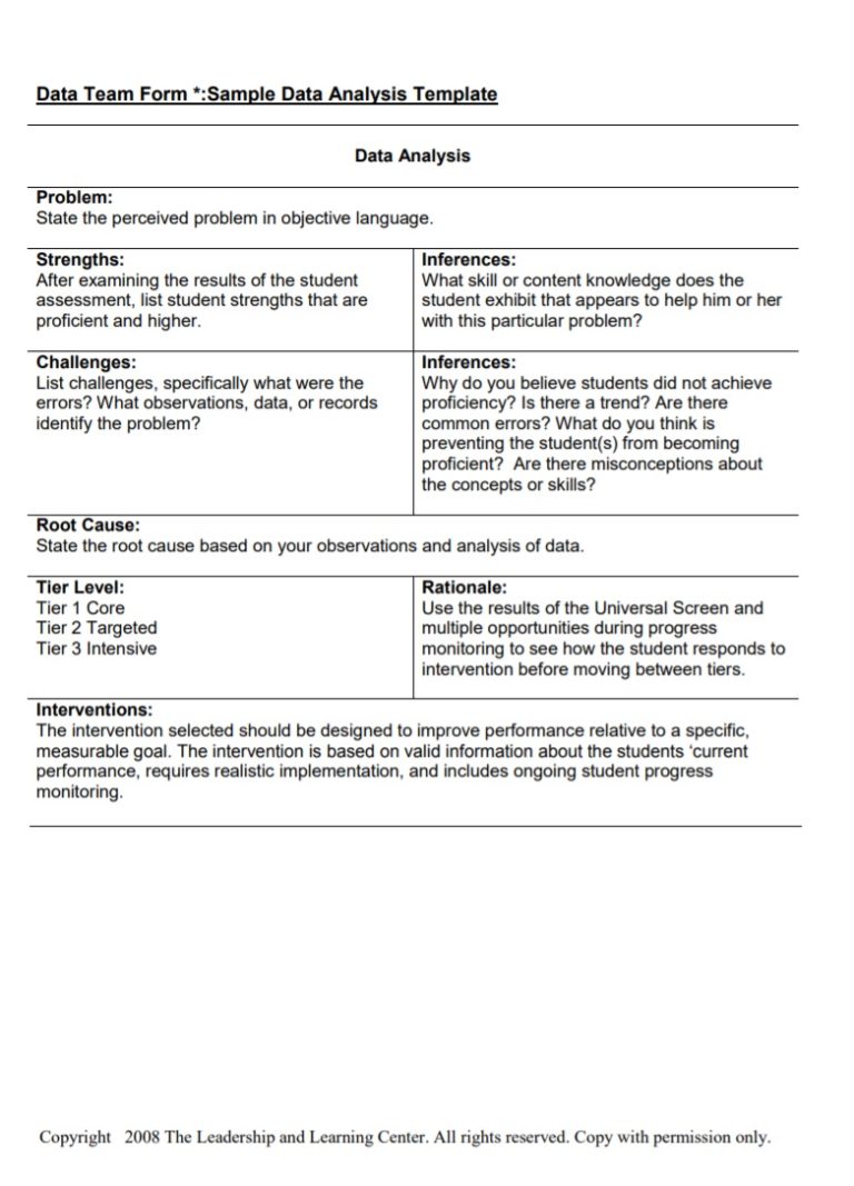 Data Analysis Template | Free Word Templates