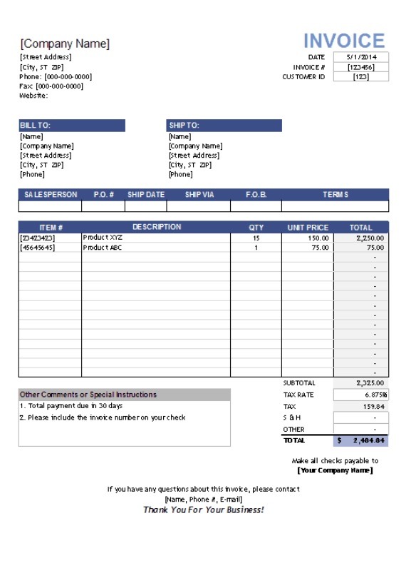 business invoice template