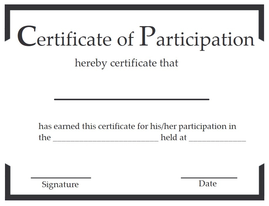 certificate of participation sample