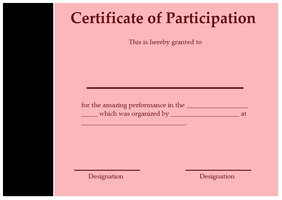 certificate of participation template word