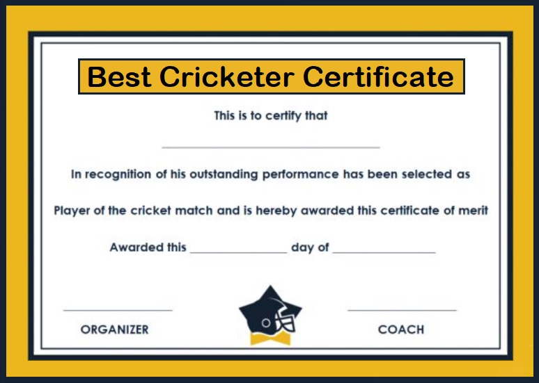 Cricket Sports Certificate Template