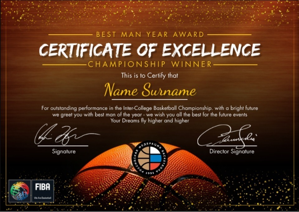 Excellent Sports Performer Certificate Template