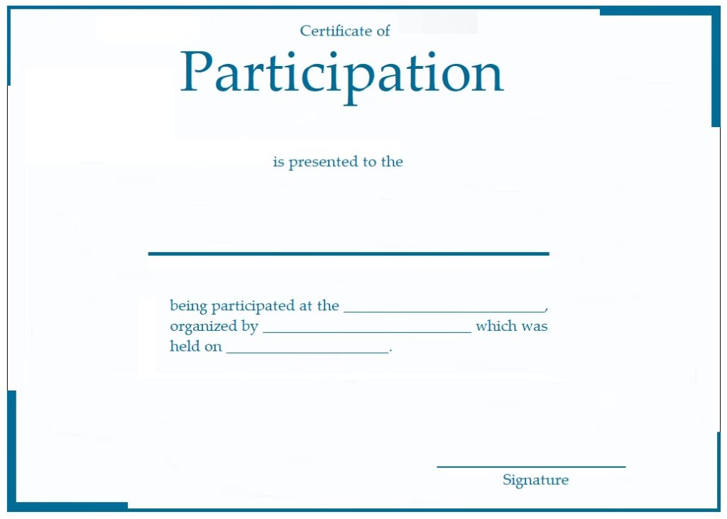Participation certificate design template