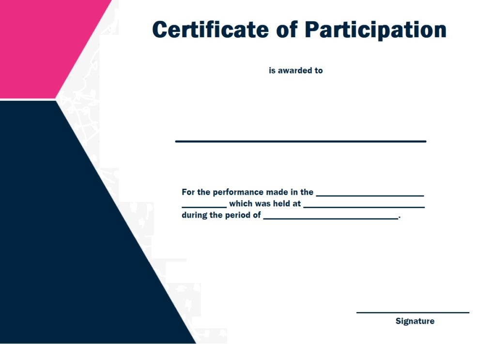 Professional certificate of participation template