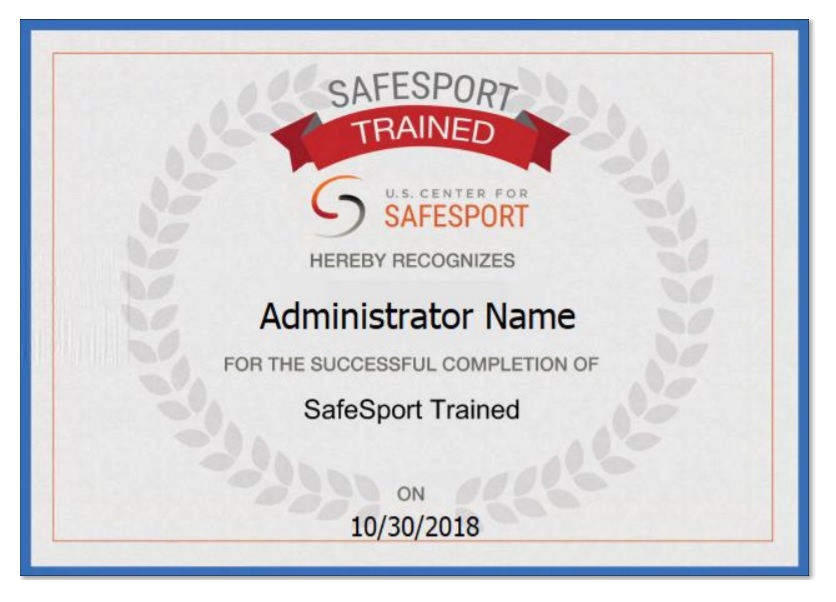 Safesports Certificate Template