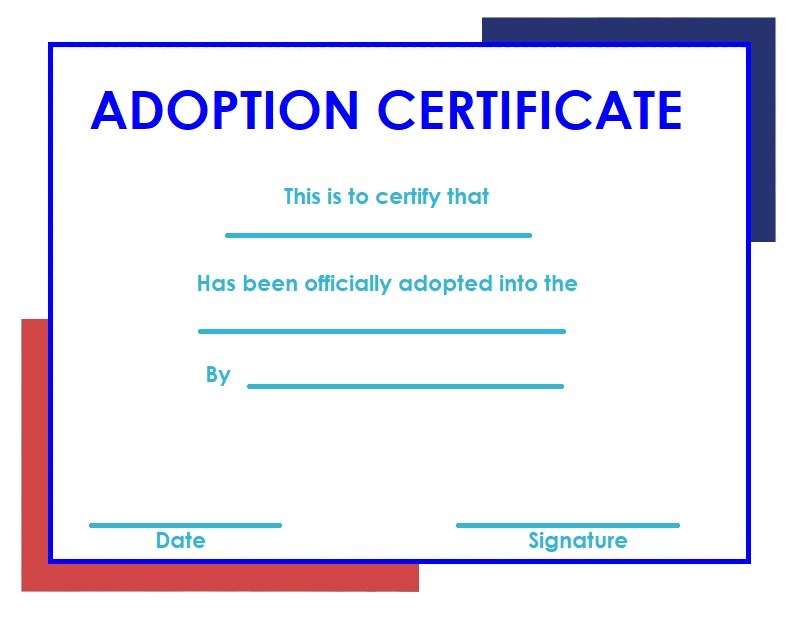 adoption certificate design template