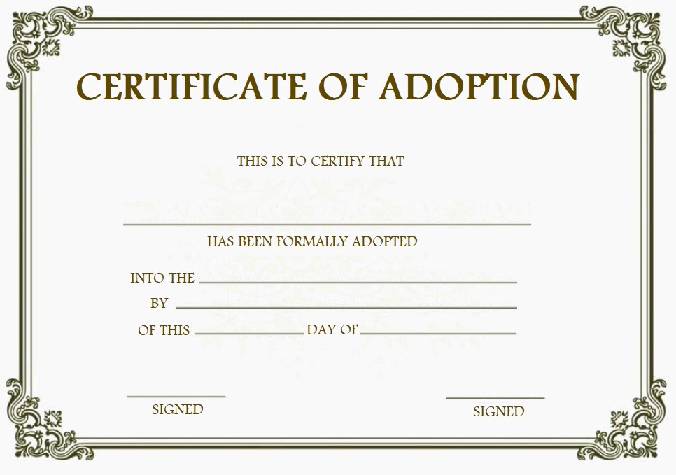 Adoption certificate format