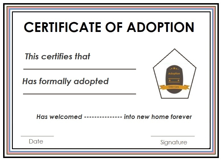 Blank adoption certificate template