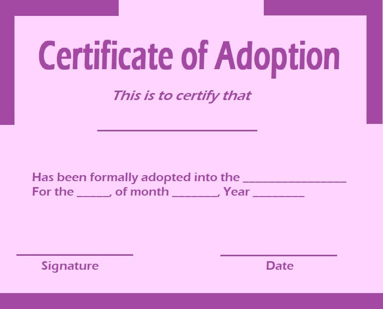 Certificate of adoption example