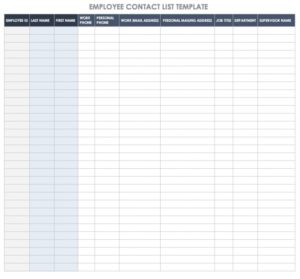 Contact List Template | Free Word Templates
