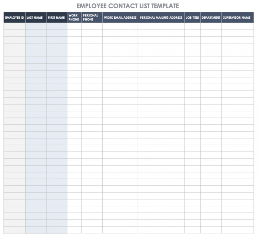 Employee contact List template
