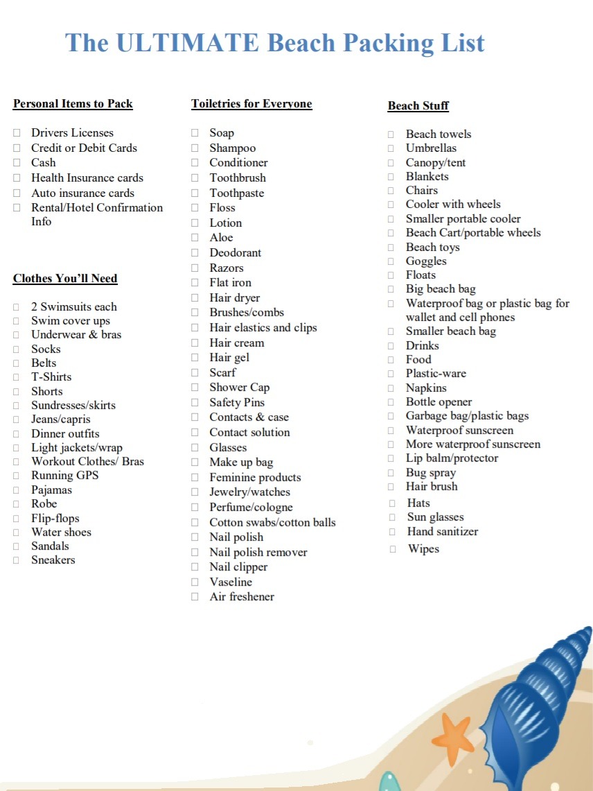 packing list template