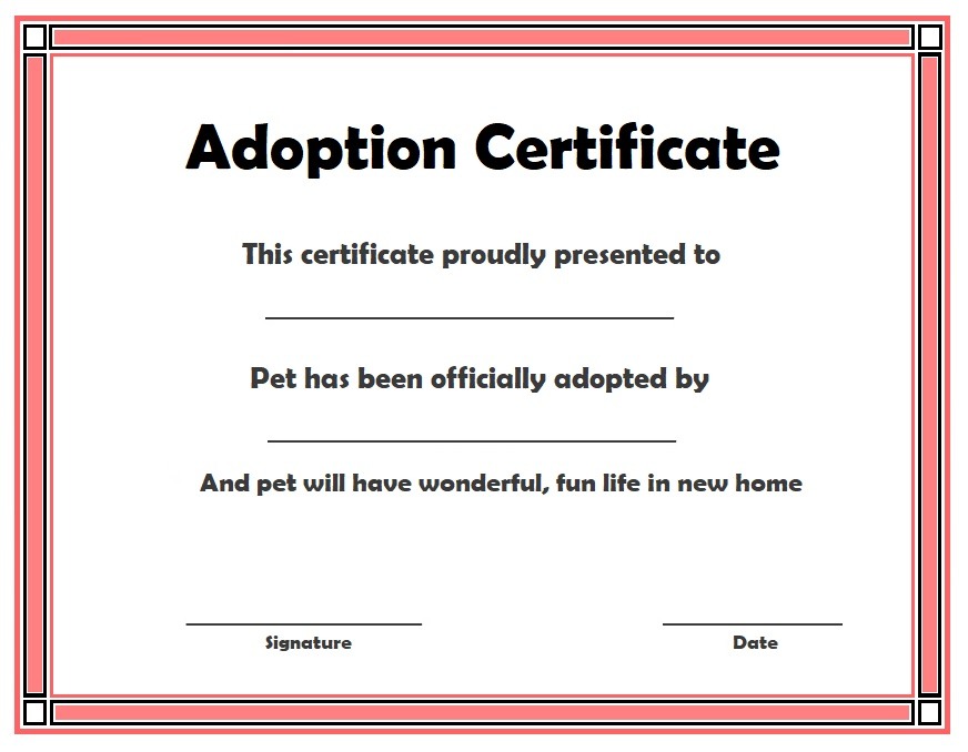printable adoption certificate template