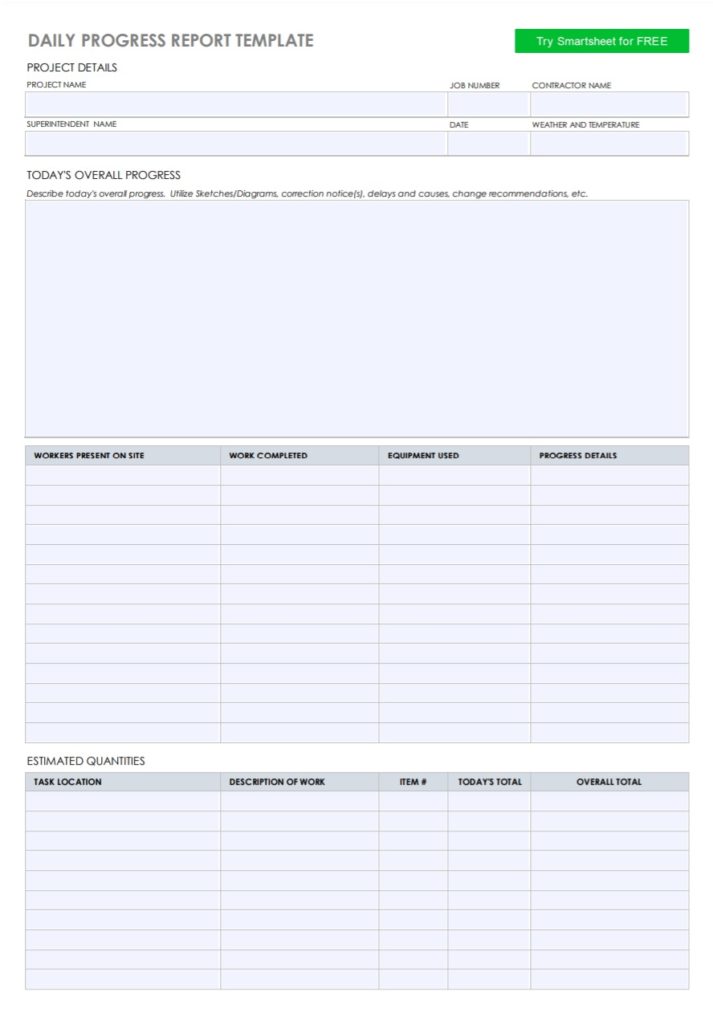 Daily Progress Report Template