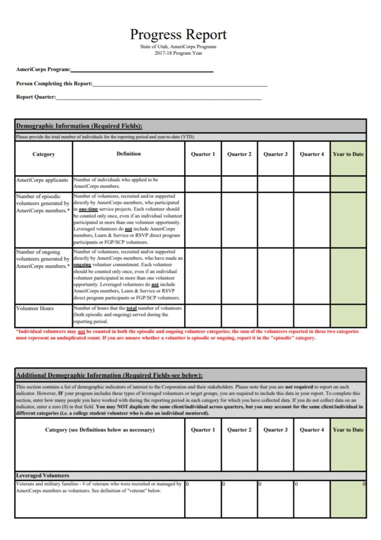 Daily Progress Report Template