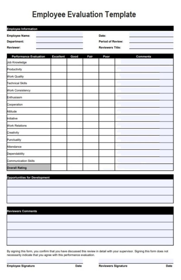 Performance Evaluation Template