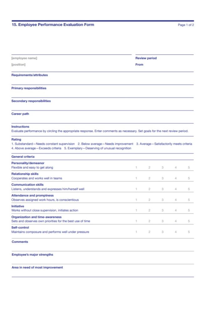 Employee Evaluation Format